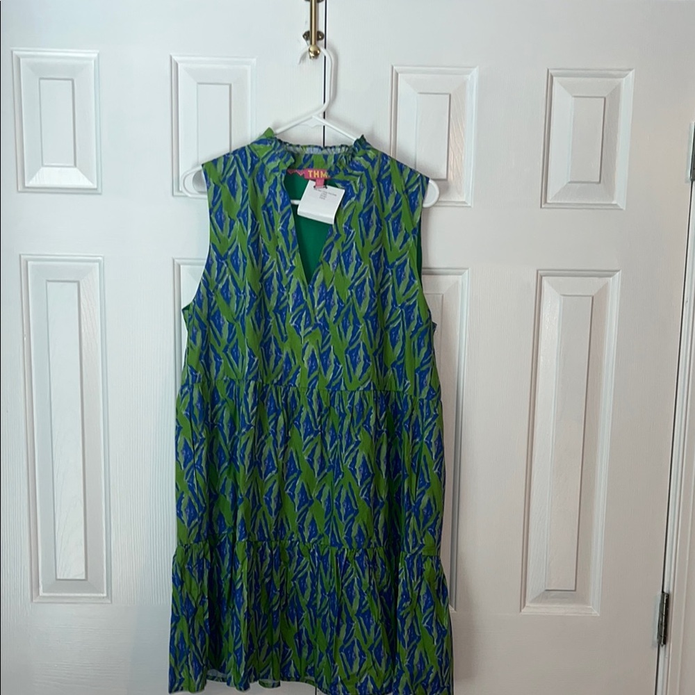 THML Green and Blue Mini Dress